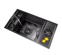 Apartment Villa Company Rest Room Space Saving SXSLTSA Above-Counter Kitchen Invisible Hidden Small Embedded with Accessories, Siphon, Cover(SXSLTSA+Faucet D,55 * 32 23cm)