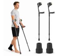 Apasiri Carbon Fiber Forearm Crutch (Pair of 2) with Arm Strap, Lightweight 560g Elbow Crutch, 12-Level Height Adjustable 35"-46.5" (90-118cm), Reduces Arm & Elbow Pressure, Reflective Safety Light