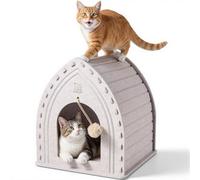 Apasiri Cat House for Indoor Cats: Innovative Polyester Fiber Cat Bed Cave, Sturdy and Scratch-Resistant, Compatible with Heating Pads. Original Castle Design-The Ultimate Gift for Your Feline Friend
