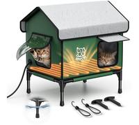 Apasiri Heated Outdoor Cat House for Winter: Indestructible Insulated Cat House with Heating Pad, Double Escape Doors & Weather-Resistant Outdoor Cat Home for Cats, Small