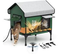 Apasiri Heated Outdoor Cat House for Winter: Indestructible Insulated Cat House with Heating Pad, Double Escape Doors & Weather-Resistant Outdoor Cat Home for Cats, Large