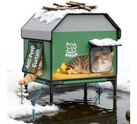 Apasiri Heated Outdoor Cat House for Winter: Insulated with Heating Pad, Indestructible Weatherproof Winter Shelter, Elevated Support to Keep Interior Dry for Stray Cats, Medium