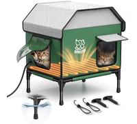 Apasiri Heated Outdoor Cat House for Winter: Insulated with Heating Pad, Indestructible Weatherproof Winter Shelter, Elevated Support to Keep Interior Dry for Stray Cats, Small