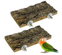 Apatal Natural Bird Perch Platform 2PCS Flat Parrot Perch Stand Rectangle Parakeet Shelf Cork Bark Perches Wooden Bird Cage Accessories for Cockatiel Budgie Conure Finch