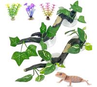 Apatal Reptile Corner Branch Crested Gecko Climbing Branches 5 Pcs Suction Cup Terrarium Plant Decoration Resin Lizard Tank Ornament for Amphibian Snake Gargoyle Geckos Bearded Dragon Crab Spider Frog