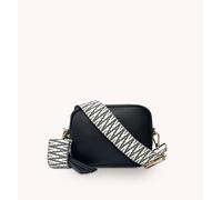 Apatchy London Black Leather Crossbody Bag With Midnight Zigzag Strap Black One Size