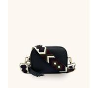 Apatchy London Black Leather Crossbody Bag With Port & Olive Diamond Strap Black