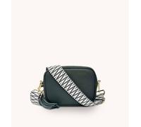 Apatchy London Dark Grey Leather Crossbody Bag With Midnight Zigzag Strap Dark Grey