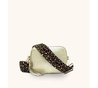 Apatchy London Gold Leather Crossbody Bag With Tan Cheetah Strap Gold One Size