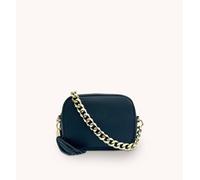 Apatchy London Leather Crossbody Bag With Gold Chain Shoulder Strap In Dark Navy Dark Navy