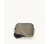 Apatchy London Leather Crossbody Bag With Gold Chain Shoulder Strap In Light Bronze Light Bronze