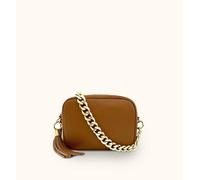 Apatchy London Leather Crossbody Bag With Gold Chain Shoulder Strap In Light Tan Light Tan