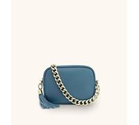 Apatchy London Leather Crossbody Bag With Gold Chain Shoulder Strap In Mid Blue Mid Blue One Size