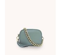 Apatchy London Leather Crossbody Bag With Gold Chain Shoulder Strap In Pale Blue Pale Blue