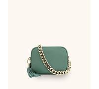 Apatchy London Leather Crossbody Bag With Gold Chain Shoulder Strap In Pale Green Pale Green