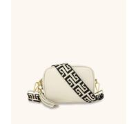 Apatchy London Stone Leather Crossbody Bag With Black And Stone Maze Strap Stone