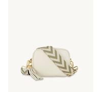 Apatchy London Stone Leather Crossbody Bag With Olive Green Arrow Strap Stone One Size