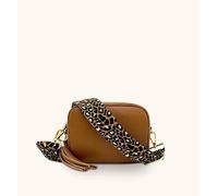 Apatchy London Tan Leather Crossbody Bag With Tan Cheetah Strap Tan
