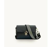 Apatchy London The Bloxsome Black Leather Crossbody Bag With Black & Gold Chevron Strap Black One Size