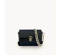 Apatchy London The Bloxsome Leather Crossbody Bag With Gold Chain Strap In Black Black
