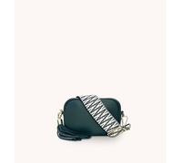 Apatchy London The Mini Tassel Dark Grey Leather Phone Bag With Midnight Zigzag Strap Dark Grey
