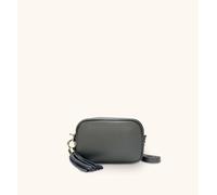 Apatchy London The Mini Tassel Leather Phone Bag In Dark Grey Dark Grey