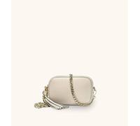 Apatchy London The Mini Tassel Leather Phone Bag With Gold Chain Crossbody Strap In Stone Stone One Size
