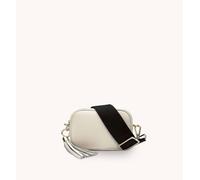 Apatchy London The Mini Tassel Stone Leather Phone Bag With Plain Khaki Strap Stone One Size