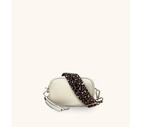 Apatchy London The Mini Tassel Stone Leather Phone Bag With Tan Cheetah Strap Stone One Size
