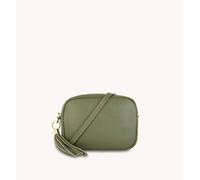 Apatchy London The Tassel Leather Crossbody Bag In Olive Olive