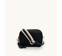 Apatchy London Women's Black Leather Crossbody Bag With Leather & Canvas Strap Apatchy London Black One Size