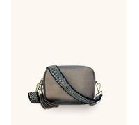 Apatchy London Women's Bronze Leather Crossbody Bag With Black & Gold Chevron Strap