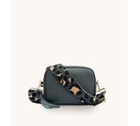 Apatchy London Women's Dark Grey Leather Crossbody Bag With Grey Leopard Strap Apatchy London Dark Grey One Size