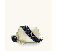 Apatchy London Women's Gold Leather Crossbody Bag With Navy Leopard Strap Apatchy London Gold One Size