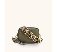 Apatchy London Women's Latte Leather Crossbody Bag With Lemon Cheetah Strap in Taupe Apatchy London Taupe One Size