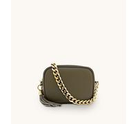 Apatchy London Women's Leather Crossbody Bag With Gold Chain Shoulder Strap in Medium Beige Apatchy London Medium Beige One Size