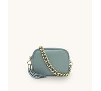 Apatchy London Women's Leather Crossbody Bag With Gold Chain Shoulder Strap in Pale Blue Apatchy London Pale Blue One Size