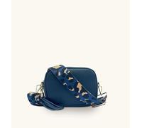 Apatchy London Women's Navy Leather Crossbody Bag With Navy Leopard Strap Apatchy London Navy One Size