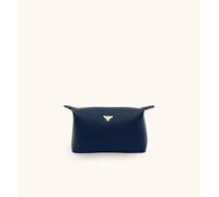 Apatchy London Women's Small Leather Navy Makeup Bag
