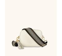 Apatchy London Women's Stone Leather Crossbody Bag With Cappuccino Dots Strap