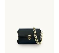 Apatchy London Women's The Bloxsome Leather Crossbody Bag With Gold Chain Strap in Black Apatchy London Black One Size