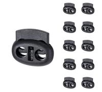 Apausvcm 10Pcs Shoe Lace Tie Locks, Plastic Cord Locks Double Hole Drawstring Stopper Fastener Black Spring Cord Lock for Shoelaces Drawstrings Paracord Clothing Bags Sweatpants Hats