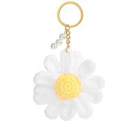 Apausvcm Daisy Keychain, Cute Flower Crochet Bag Charms for Women Girls Handmade Floral Keyring with Pearl Daisy Keychains for Purse Wallet Handbag Car Keys