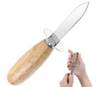 Apausvcm Oyster Shucking Knife, Stainless Steel Oyster Shucker with Wooden Handle Oyster Clam Shucking Opener Seafood Scallops Opener Tool for All Kinds of Shells and Oysters