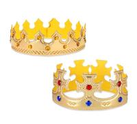 Apausvcm Pack of 2 Crown King Gold Crown Gold for King & Prince King Crown King Hat Royal Crown with Gemstones Birthday King Crown Hats Princess for Birthday Party Costume Accessories Theme Party