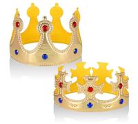 Apausvcm Pack of 2 King Crown Hat, Crown King Gold, King Crown for Adults, King Headwear, King Crown Birthday, Crown Queen Prince Costume Accessories for Birthday, Royal Fancy Dress Accessories