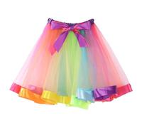 Apausvcm Womens Rainbow Tutu Skirt for Adult, Vibrant 2 Layered Tulle BalletSkirt with Soft Elastic Waist, Adult 80s Tutu Skirt Party Dance Skirts Halloween Colorful Dancing Skirts for Women Adult