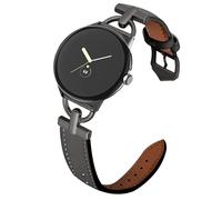 Apawband D-Shape Leather Band Compatible with Google Pixel 4/3 Watch Bands Women, Dressy Leather Strap with D-Shape Metal Buckle
