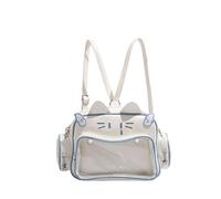APAYAN School bags Y2K Cat Ita Bag Kawaii Pu Crossbody Bag Girls Transparent Pocket Harajuku Shoulder Bag Silver Backpack-A