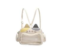 APAYAN School bags Y2K Cat Ita Bag Kawaii Pu Crossbody Bag Girls Transparent Pocket Harajuku Shoulder Bag Silver Backpack-C